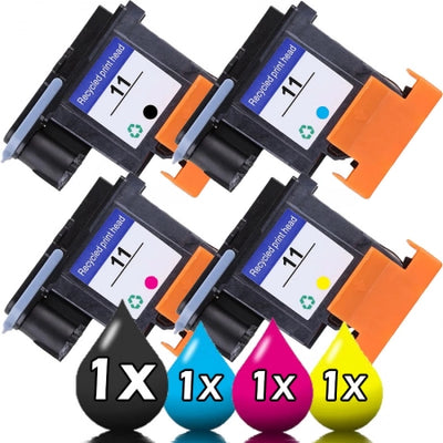 HP 4-Pack 11 Compatible Print Heads C4810A-C4813A [1BK, 1C, 1M, 1Y]