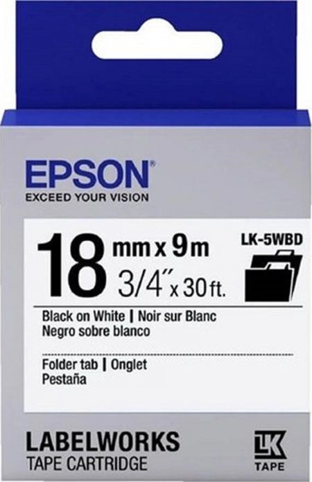 Epson LabelWorks LK-5WBD C53S655101 Labelling Tape Black on White 18mm x 9M