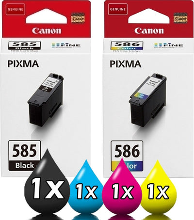 Genuine 2 Pack Canon PG585 CL586 Ink Cartridge Value Pack [1BK, 1C, 1M, 1Y]