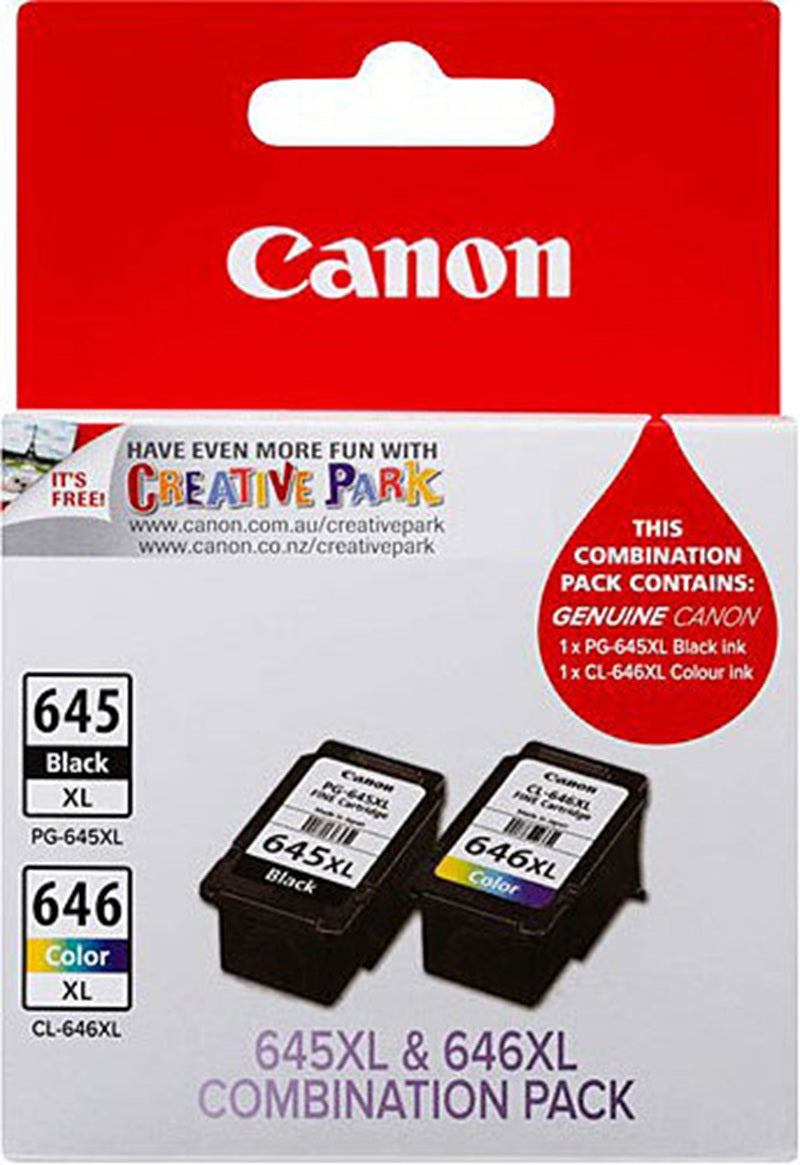Genuine Canon PG-645XL + CL-646XL High Yield Ink Cartridge Twin Pack [1BK, 1CL]