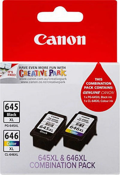 Genuine Canon PG-645XL + CL-646XL High Yield Ink Cartridge Twin Pack [1BK, 1CL]