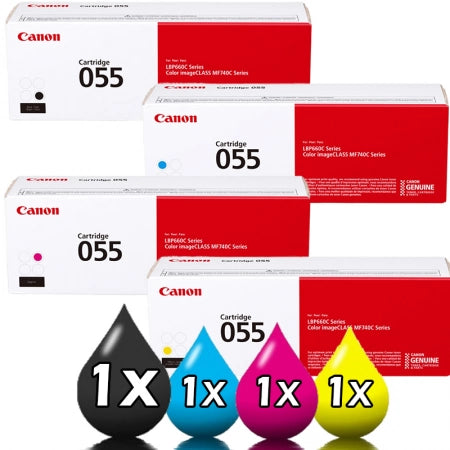 Genuine 4 Pack Canon CART-055 Toner Value Pack [1BK, 1C, 1M, 1Y]