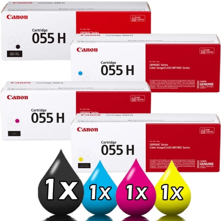 Genuine 4 Pack Canon CART-055H High Capacity Toner Value Pack [1BK, 1C, 1M, 1Y]