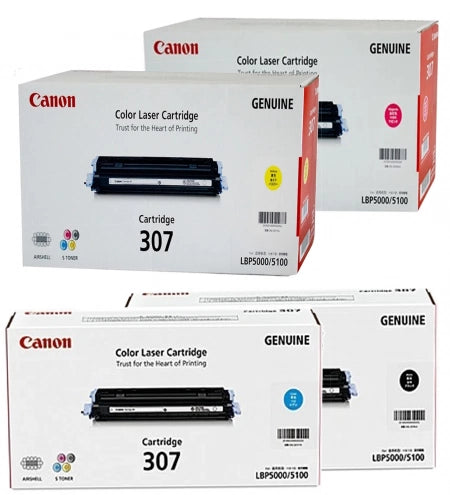 Genuine 4 Pack Canon CART307 Toner Cartridges [1BK,1C,1M,1Y]