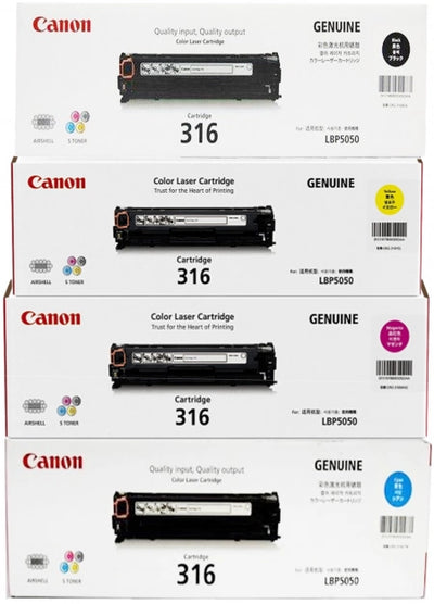 Genuine 4 Pack Canon CART316 Toner Cartridges 1BK,1C,1M,1Y