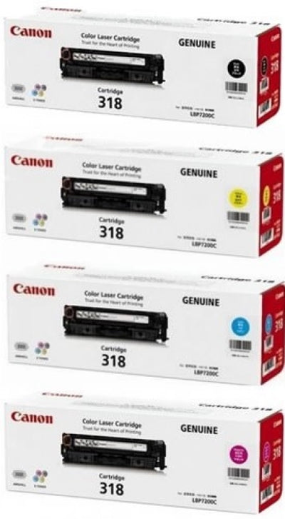 4 Pack Canon CART318 Genuine Toner Cartridges [1BK,1C,1M,1Y]