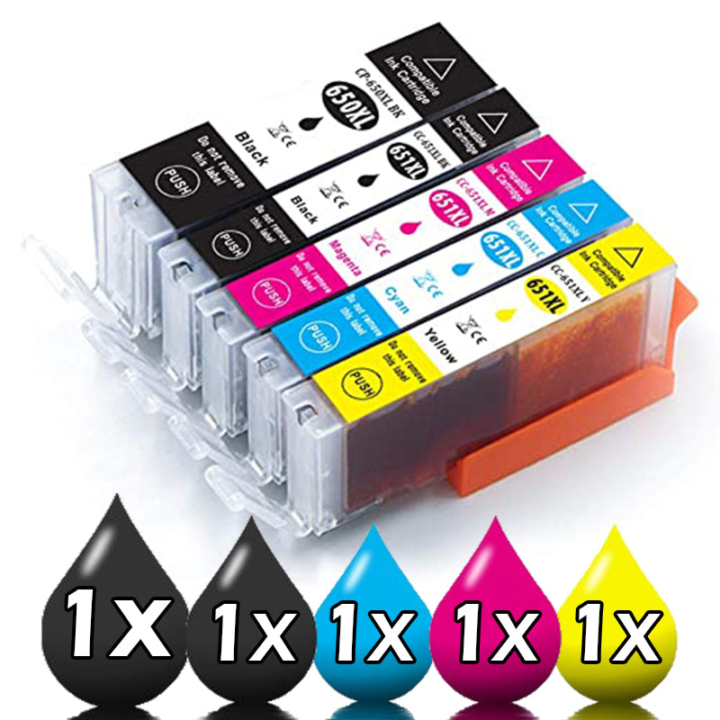 5 Pack Canon PGI650XL CLI651XL Compatible Ink Cartridges [1BK,1C,1M,1Y,1PHBK]