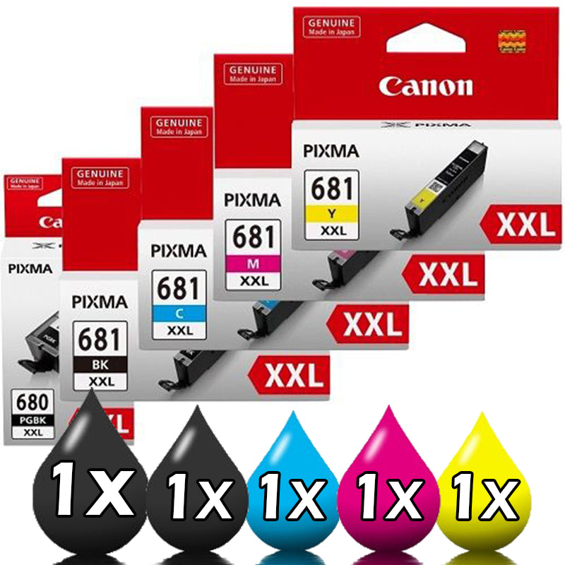 Genuine 5 Pack Canon PGI680XXL/CLI681XXL Ink Cartridge 1BK 1C 1M 1Y 1PHBK