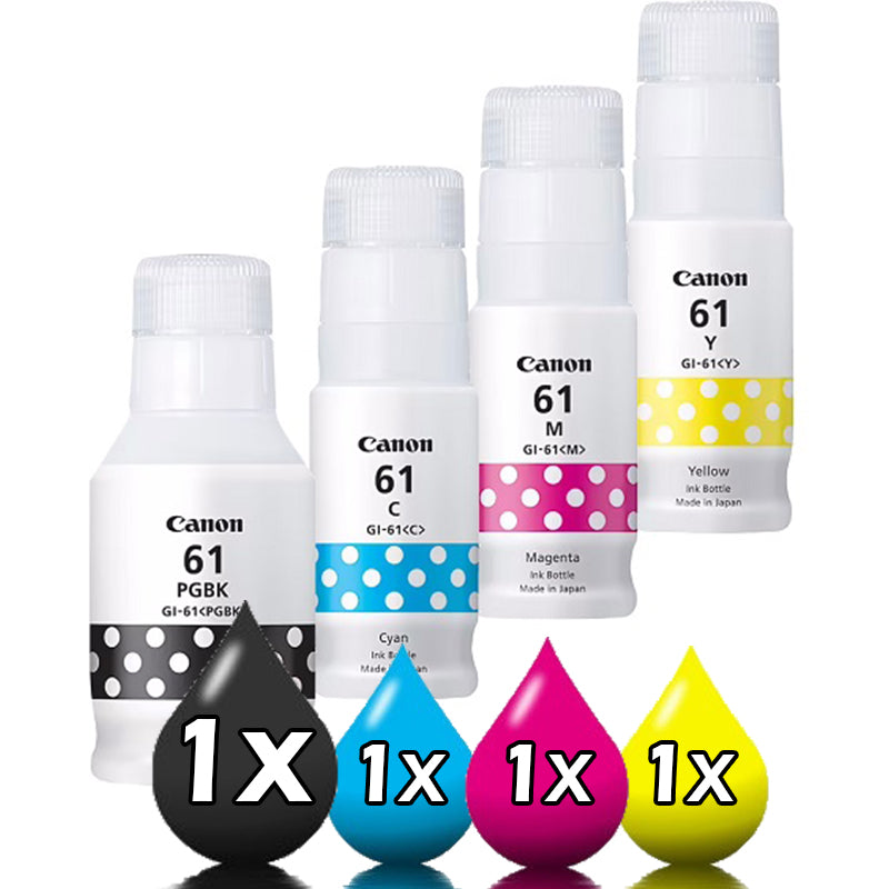 Genuine 4 Pack Canon GI61 Toner Value Pack [1BK, 1C, 1M, 1Y]
