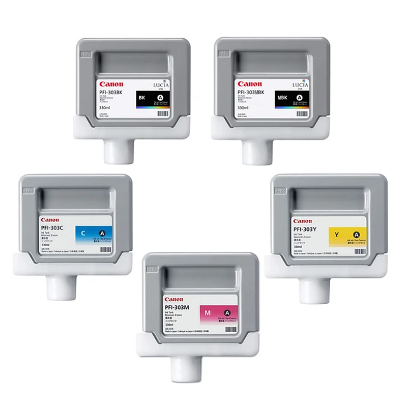 5 Pack Canon PFI303 Genuine Ink Cartridges [1BK,1MBK,1C,1M,1Y]
