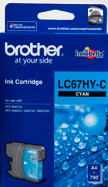 Genuine Brother LC67HYC Cyan Ink Cartridge 750 Pages