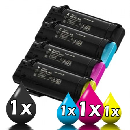 4-Pack Fuji Xerox DocuPrint CP505d Compatible Toner Cartridges CT203045 - CT203048 [1BK+1C+1M+1Y]