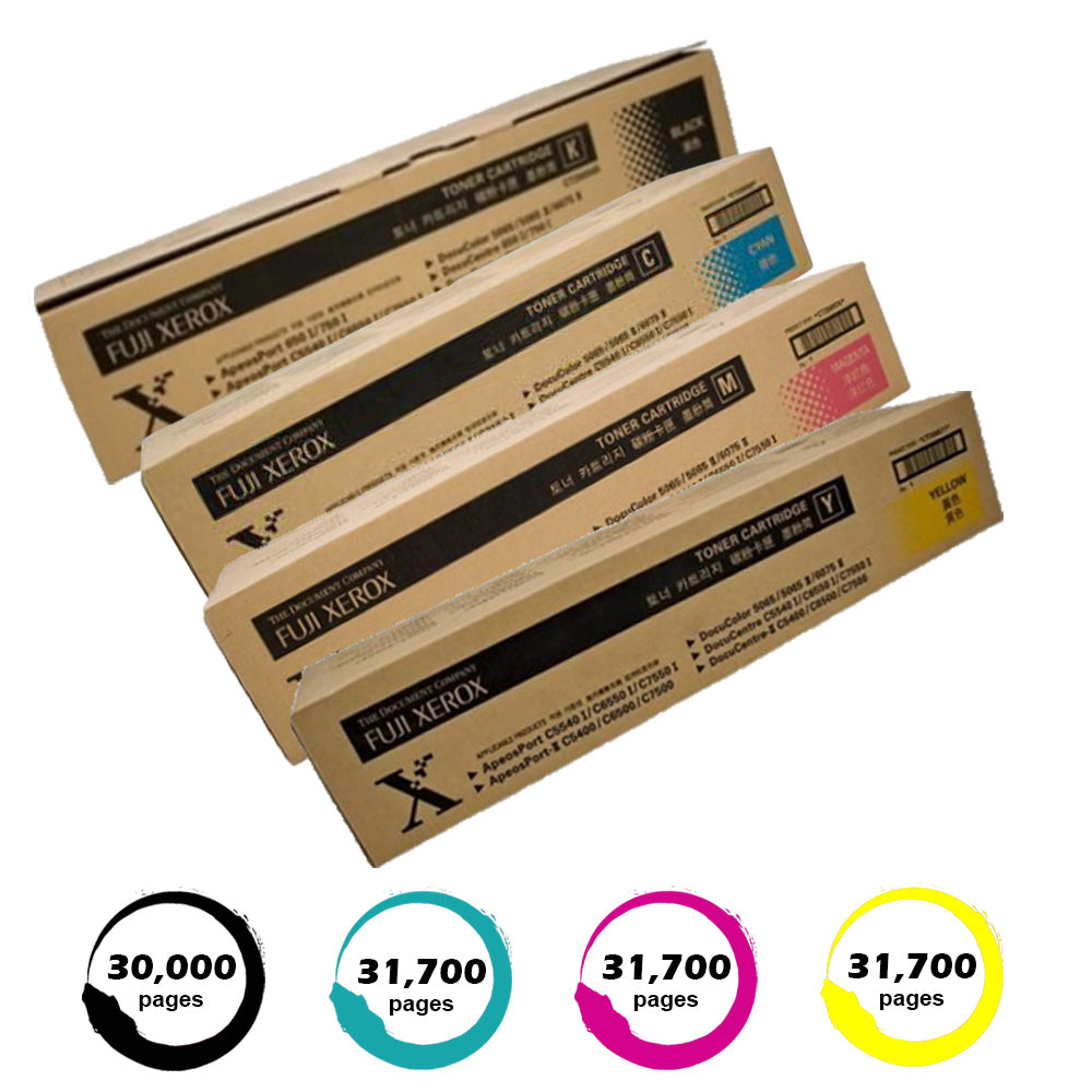 4 Pack Genuine Fuji Xerox CT200568-CT200571 Toner Set 1BK,1C,1M,1Y