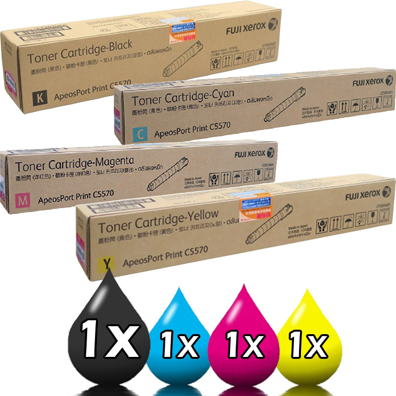 Genuine 4 Pack Fujifilm CT203402-CT203405 Toner Cartridge Value Pack [1BK, 1C, 1M, 1Y]