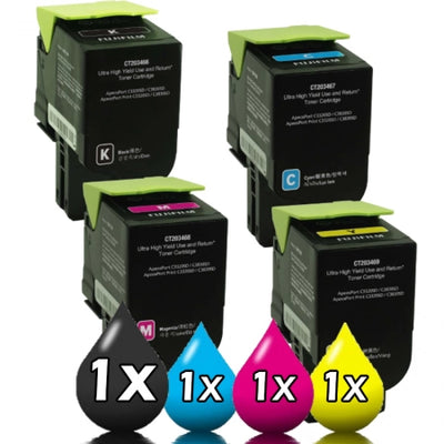 Genuine 4 Pack Fujifilm CT203466-CT203469 Toner Value Pack [1BK, 1C, 1M, 1Y]