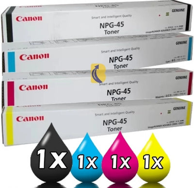 Genuine 4 Pack Canon TG45 GPR30 NPG-45 Toner Cartridge [1BK,1C,1M,1Y]