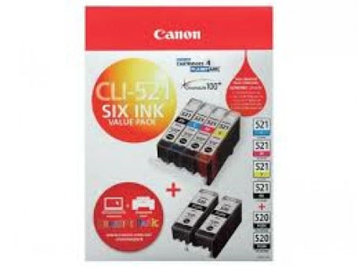 Genuine Plus Pack Canon CLI521 Ink [3BK,1C,1M,1Y]