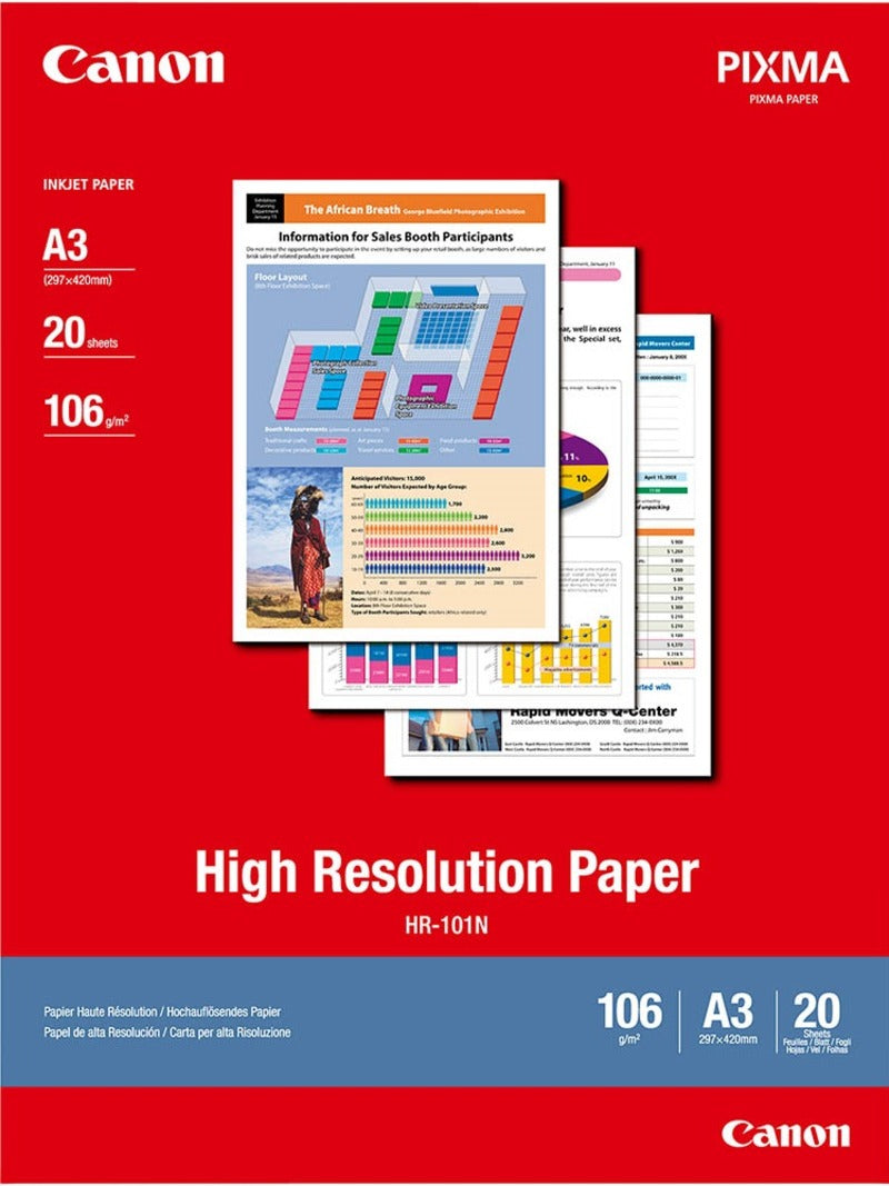 20 Sheets Canon A3 HR-101 High Resolution Paper
