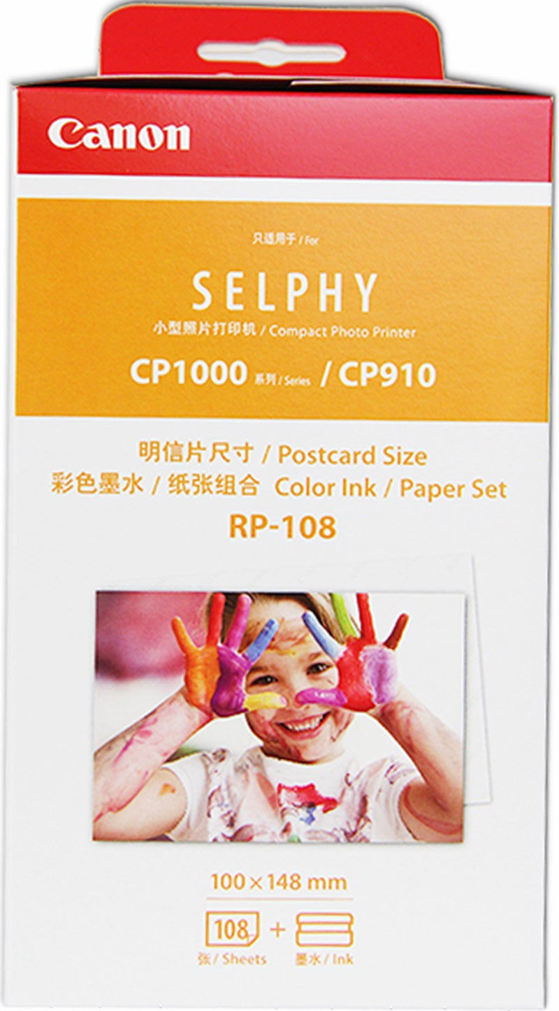 Genuine Canon 4x6 RP108 Postcard Size Color Ink &amp; Paper Pack 108 Sheets/Pack
