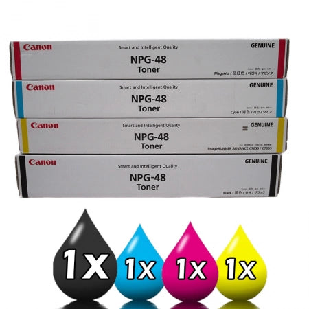 4 Pack Genuine Canon TG48 GPR33 NPG48 Toner Value Pack [1BK, 1C, 1M, 1Y]