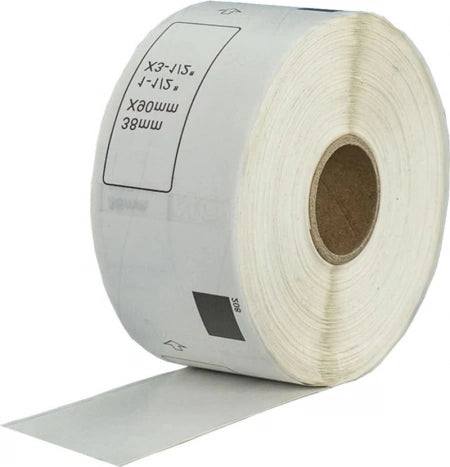Brother DK-11208 Compatible Black on White Thermal Die-Cut Label Roll - 38mm x 90mm - 400/Rol