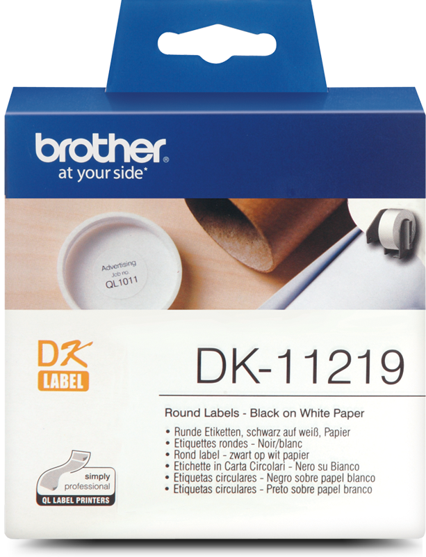 Genuine Brother DK-11219 Round Black on White Thermal Label Diameter Die-Cut Roll 1200/rol