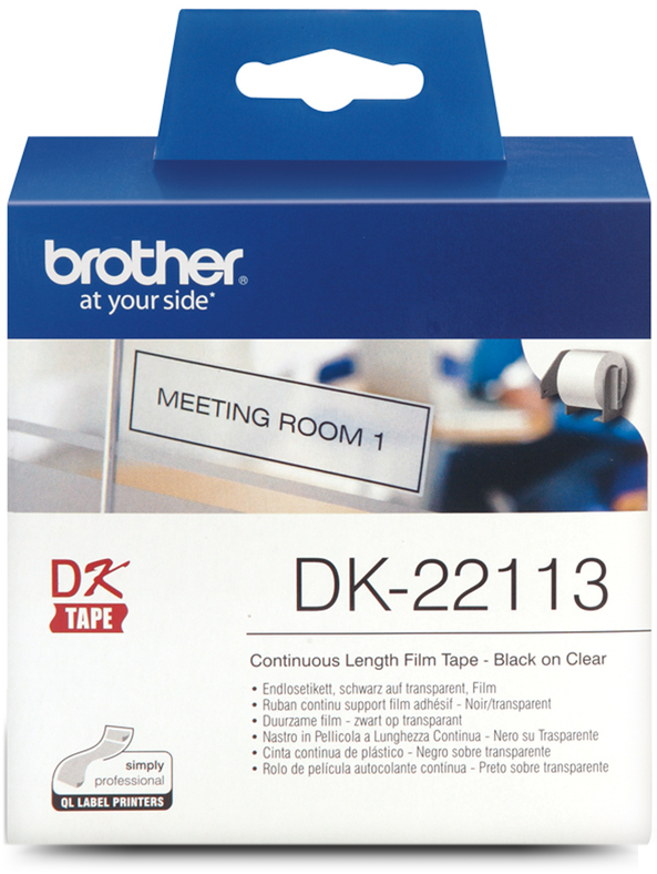Genuine Brother DK-22113 Black on Clear Thermal Continuous Paper Label Rol