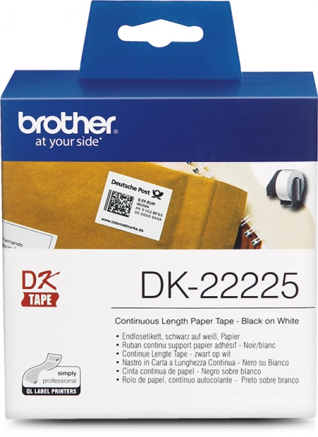 Genuine Brother DK-22225 Black on White Thermal Label Continuous Paper Roll