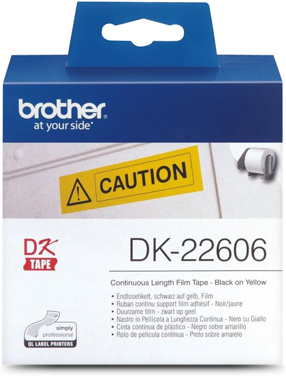 Genuine Brother DK-22606 Black on Yellow Thermal Continuous Paper Label Rol
