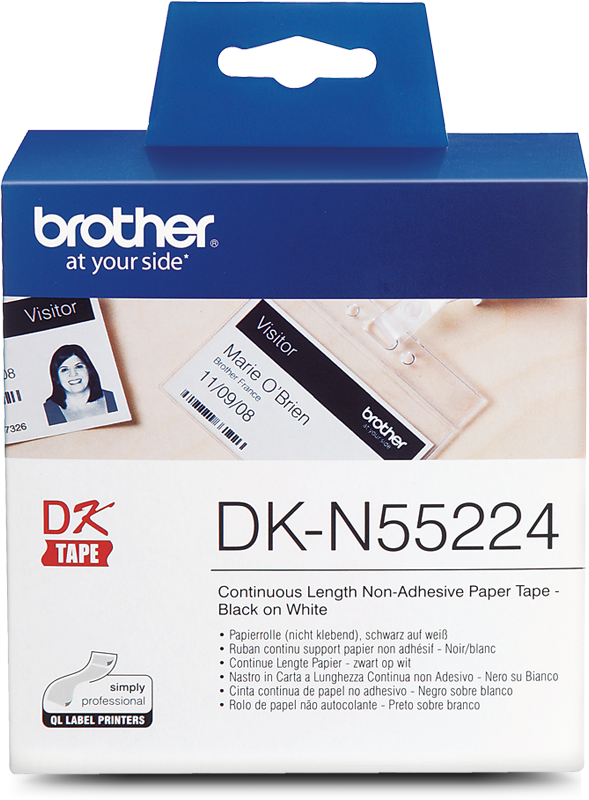 Genuine Brother DK-N55224 Black on White Thermal Continuous Paper Label Roll Non-Adhesive