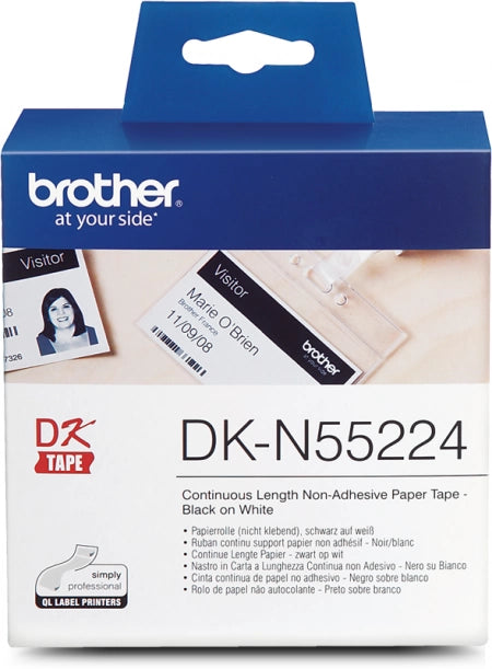 Genuine Brother DK-N55224 Black on White Thermal Continuous Paper Label Roll Non-Adhesive