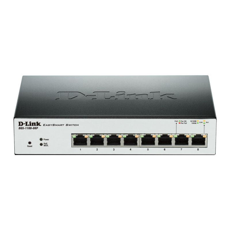D-Link 8-Port Gigabit Smart Managed PoE Switch with 8 PoE ports DGS-1100-08PLV2