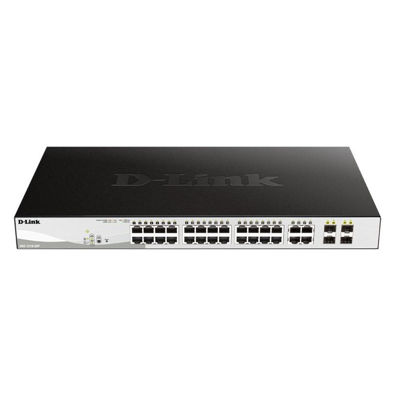 28-Port Gigabit Smart Managed PoE Switch with 28 RJ45 and 4 SFP (Combo) Ports DGS-1210-28P