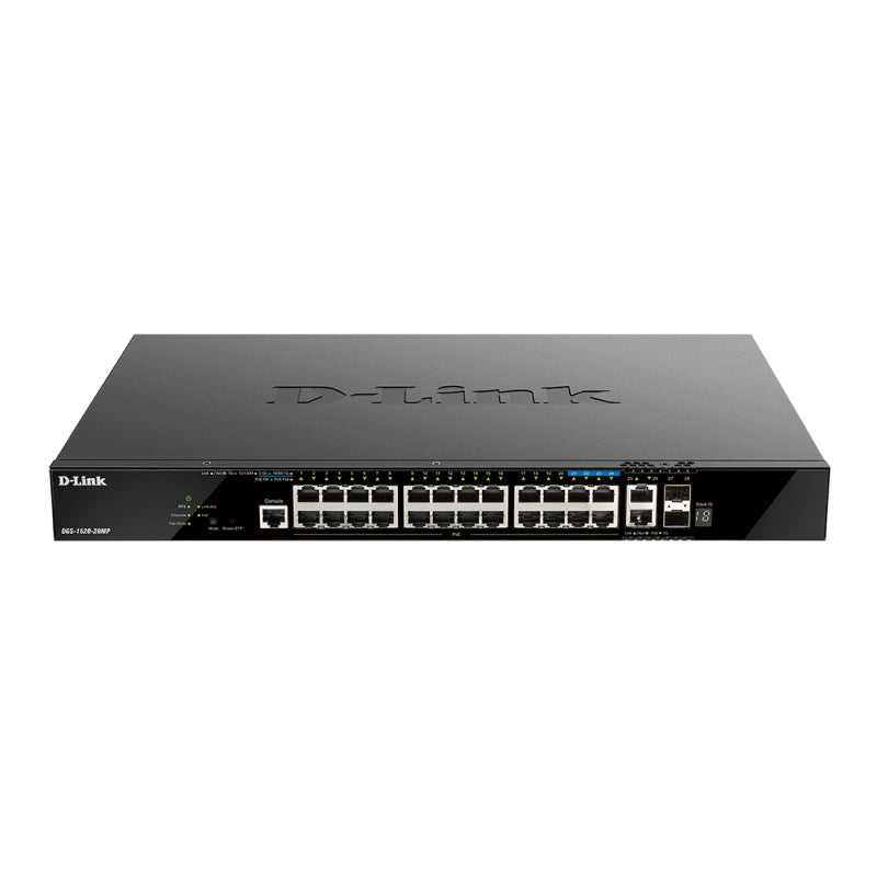 28-Port Gigabit Smart Managed Stackable Layer 3 Switch with 24 1000Base-T and 4 10Gb Ports DGS-1520-28