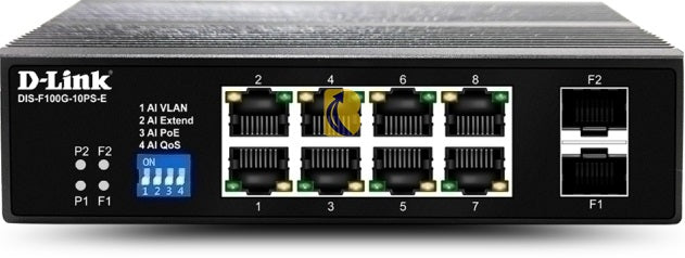 D-Link 10-Port Gigabit Industrial PoE+ Switch with 8 PoE ports & 2 SFP port
