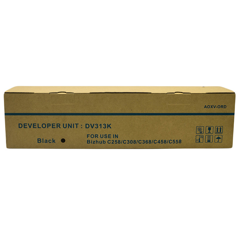 Compatible Develop / Konica Minolta Black Developer Unit + Powder 600k Prints DV313-K, DV313K, A7U4-03D, A7U403D (Bizhub C258, C308, C368)
