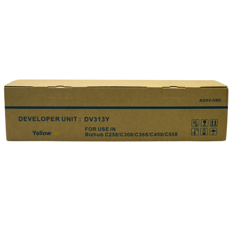 Compatible Develop / Konica Minolta Yellow Developer Unit + Powder 600k Prints DV313-Y, DV313Y, A7U4-08D, A7U408D (Bizhub C258, C308, C368)
