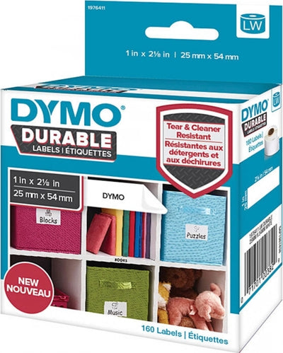 Genuine Dymo SD1976411 Black On White Durable Label Roll 25mm x 54mm 160/Roll