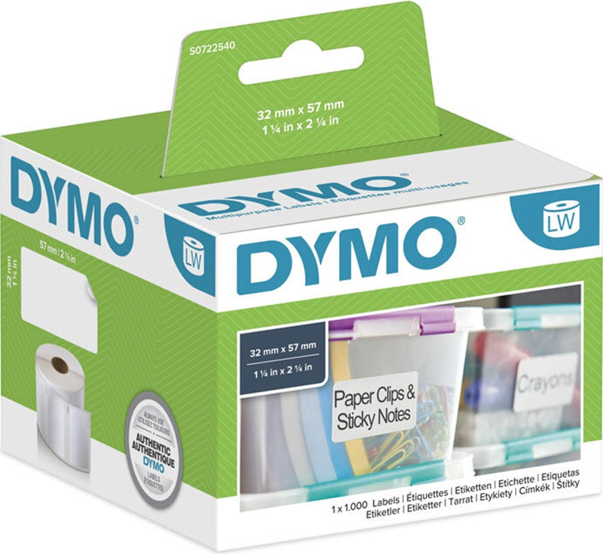 32mm x 57mm Genuine Dymo SD11354 Thermal Labels S0722540 - 1,000/Rol