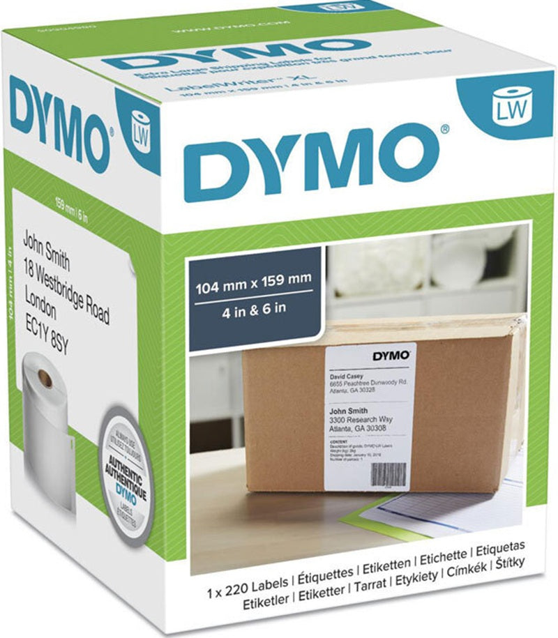 Dymo White Thermal Shipping Labels Roll SD0904980 104mm x 159mm 220/Rol