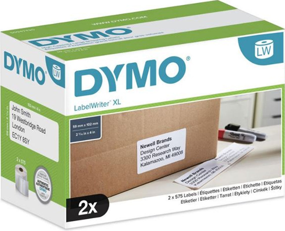 Dymo SD0947420 LabelWriter High Capacity Large Thermal Shipping Labels (59x102mm) 1150 Pack [2 x 575/roll]