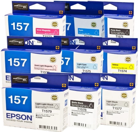 Epson T157 C13T157190-C13T157990 Multicolor Genuine Ink Cartridges 2,300 Prints