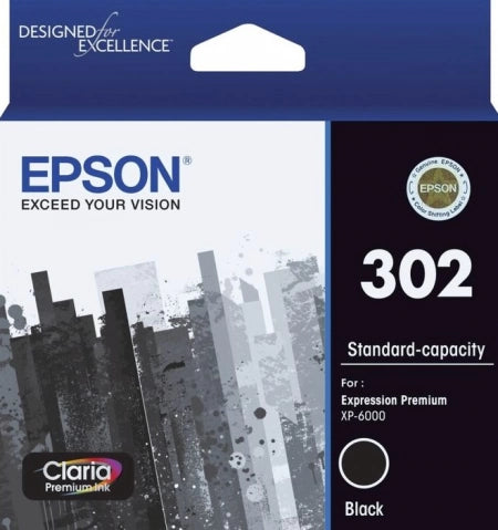 Epson 302 C13T01V192 Black Genuine Ink Cartridge 250 Prints