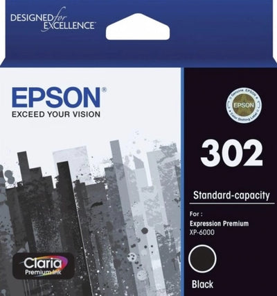 Epson 302 C13T01V192 Black Genuine Ink Cartridge 250 Prints