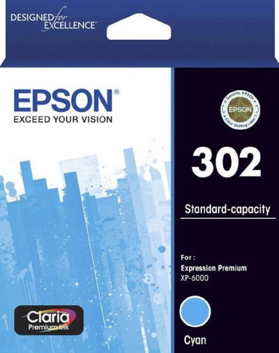 Epson 302 C13T01W292 Cyan Genuine Ink Cartridge 300 Prints