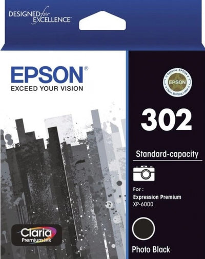 Epson 302 C13T01W192 Photo Black Genuine Ink Cartridge 2,150 Prints