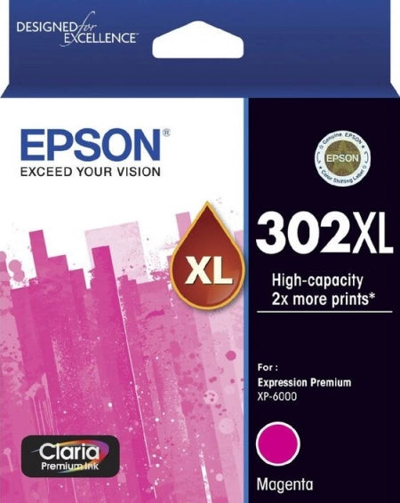 Epson 302XL C13T01Y392 Magenta Genuine Ink Cartridge 550 Prints