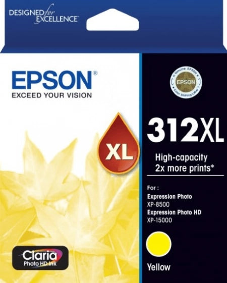 Genuine Epson 312XL C13T183492 Yellow Ink Cartridge 830 Prints