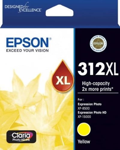 Genuine Epson 312XL C13T183492 Yellow Ink Cartridge 830 Prints