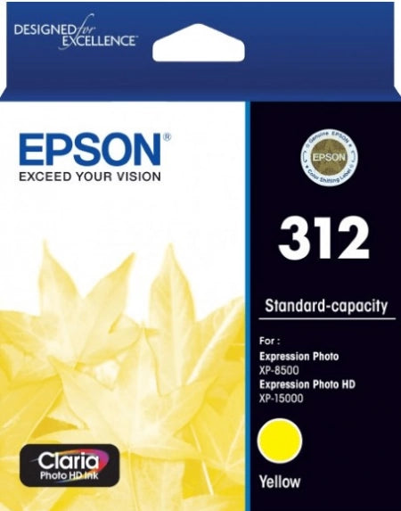 Genuine Epson 312 C13T182492 Yellow Ink Cartridge 360 Prints